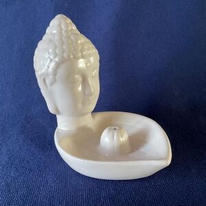 BUDDHA White Ceramic Head Incense Burner Holder / Jewelry Holder